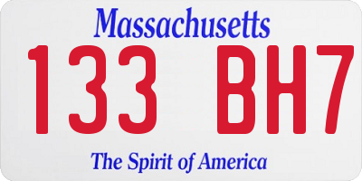 MA license plate 133BH7
