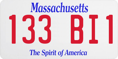 MA license plate 133BI1