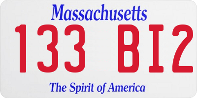 MA license plate 133BI2