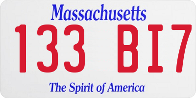 MA license plate 133BI7