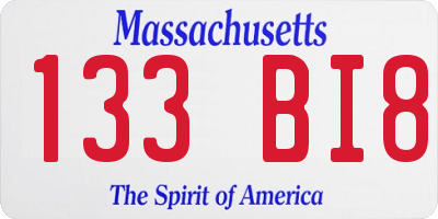 MA license plate 133BI8