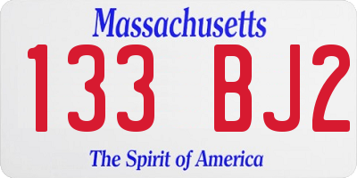 MA license plate 133BJ2