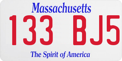 MA license plate 133BJ5