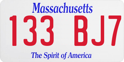 MA license plate 133BJ7