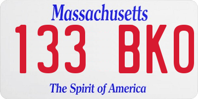 MA license plate 133BK0