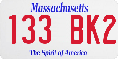 MA license plate 133BK2