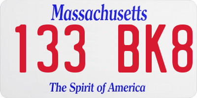 MA license plate 133BK8