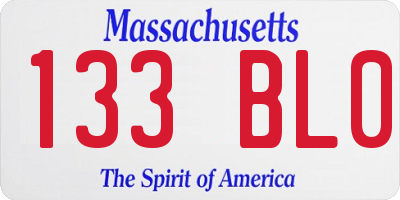MA license plate 133BL0