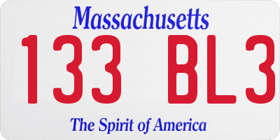 MA license plate 133BL3