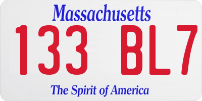 MA license plate 133BL7