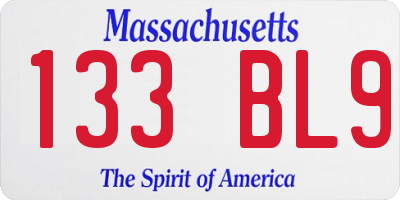 MA license plate 133BL9