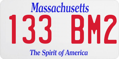 MA license plate 133BM2