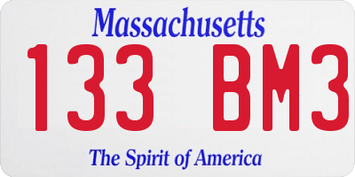 MA license plate 133BM3