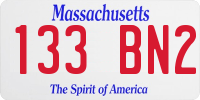 MA license plate 133BN2