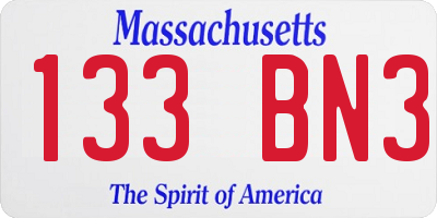 MA license plate 133BN3