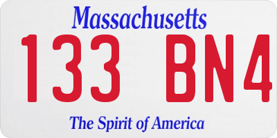 MA license plate 133BN4