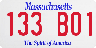 MA license plate 133BO1