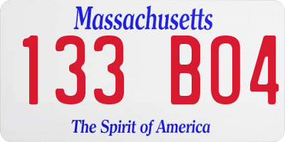 MA license plate 133BO4