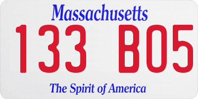 MA license plate 133BO5