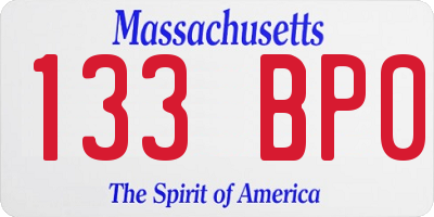 MA license plate 133BP0