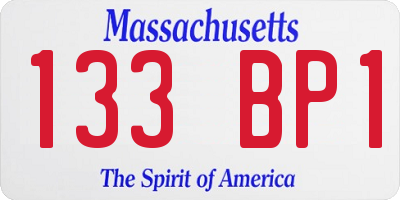 MA license plate 133BP1