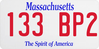 MA license plate 133BP2