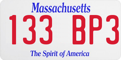 MA license plate 133BP3