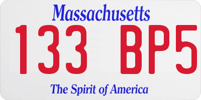 MA license plate 133BP5