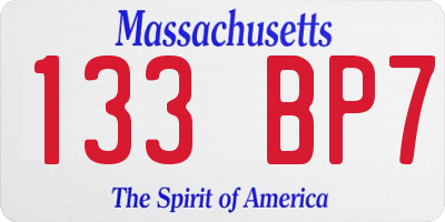 MA license plate 133BP7