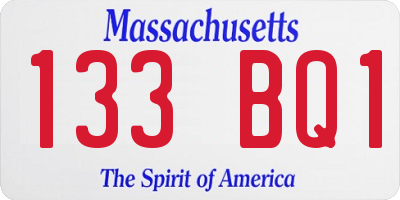 MA license plate 133BQ1