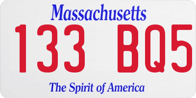 MA license plate 133BQ5