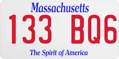 MA license plate 133BQ6