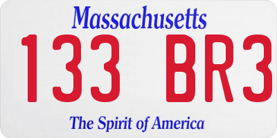 MA license plate 133BR3