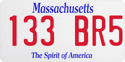 MA license plate 133BR5