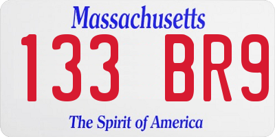 MA license plate 133BR9