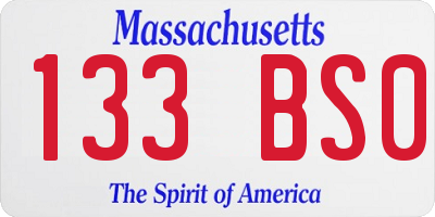 MA license plate 133BS0