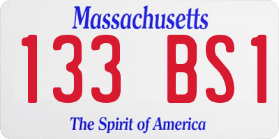 MA license plate 133BS1