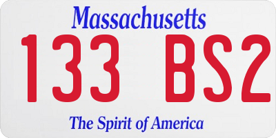 MA license plate 133BS2