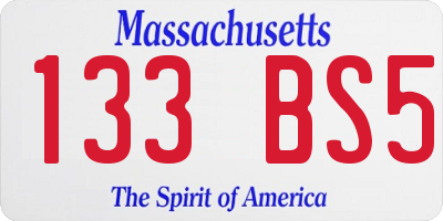 MA license plate 133BS5