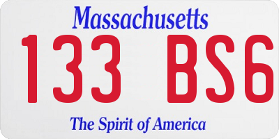 MA license plate 133BS6