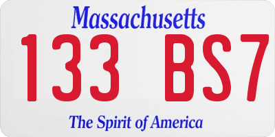 MA license plate 133BS7