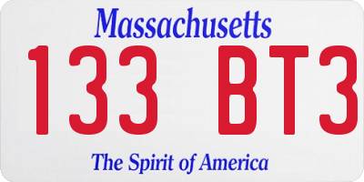 MA license plate 133BT3