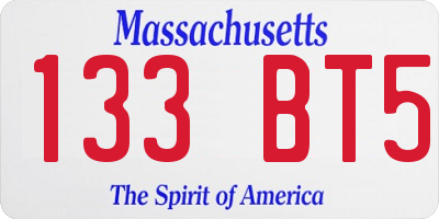 MA license plate 133BT5