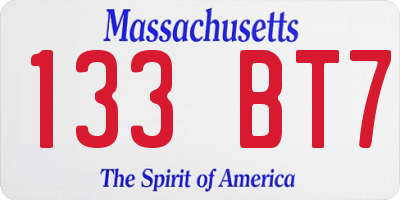 MA license plate 133BT7