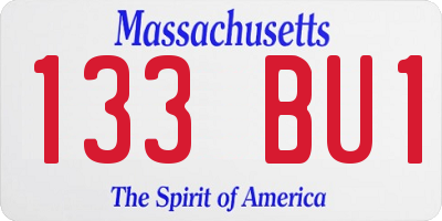 MA license plate 133BU1