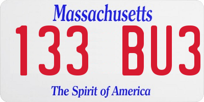 MA license plate 133BU3