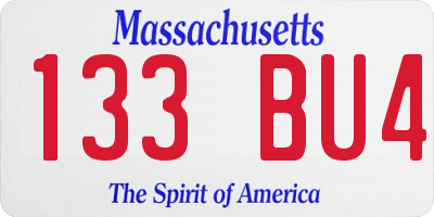 MA license plate 133BU4