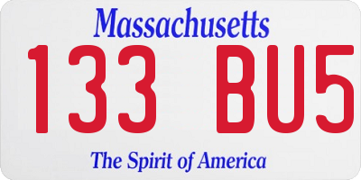 MA license plate 133BU5