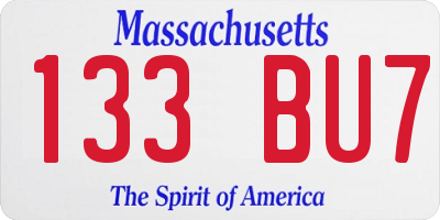 MA license plate 133BU7