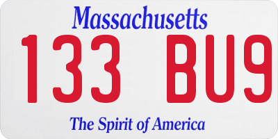 MA license plate 133BU9